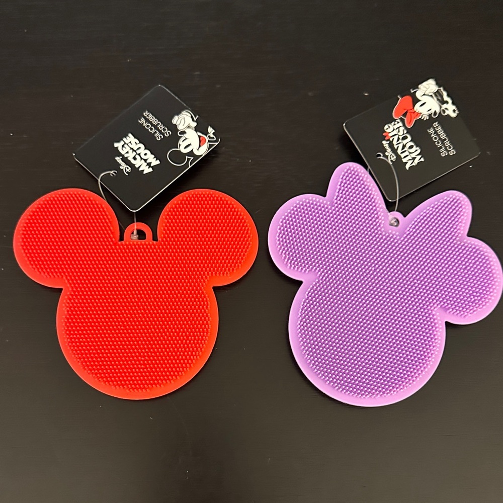 Disney Mickey & Minnie Mouse Silicone Scrub Pads - Red & Purple